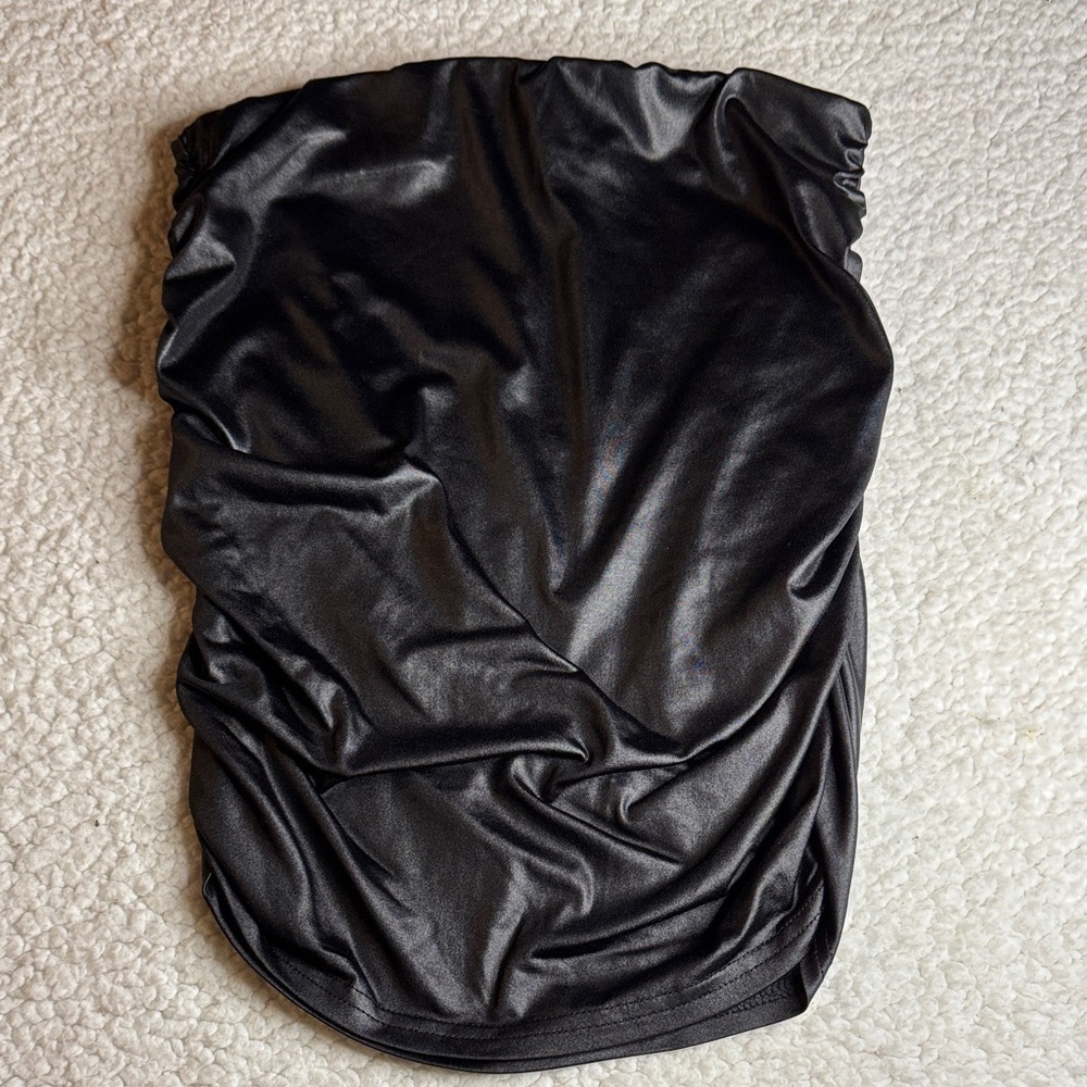 Prettylittlething Charcoal Satin Bandeau